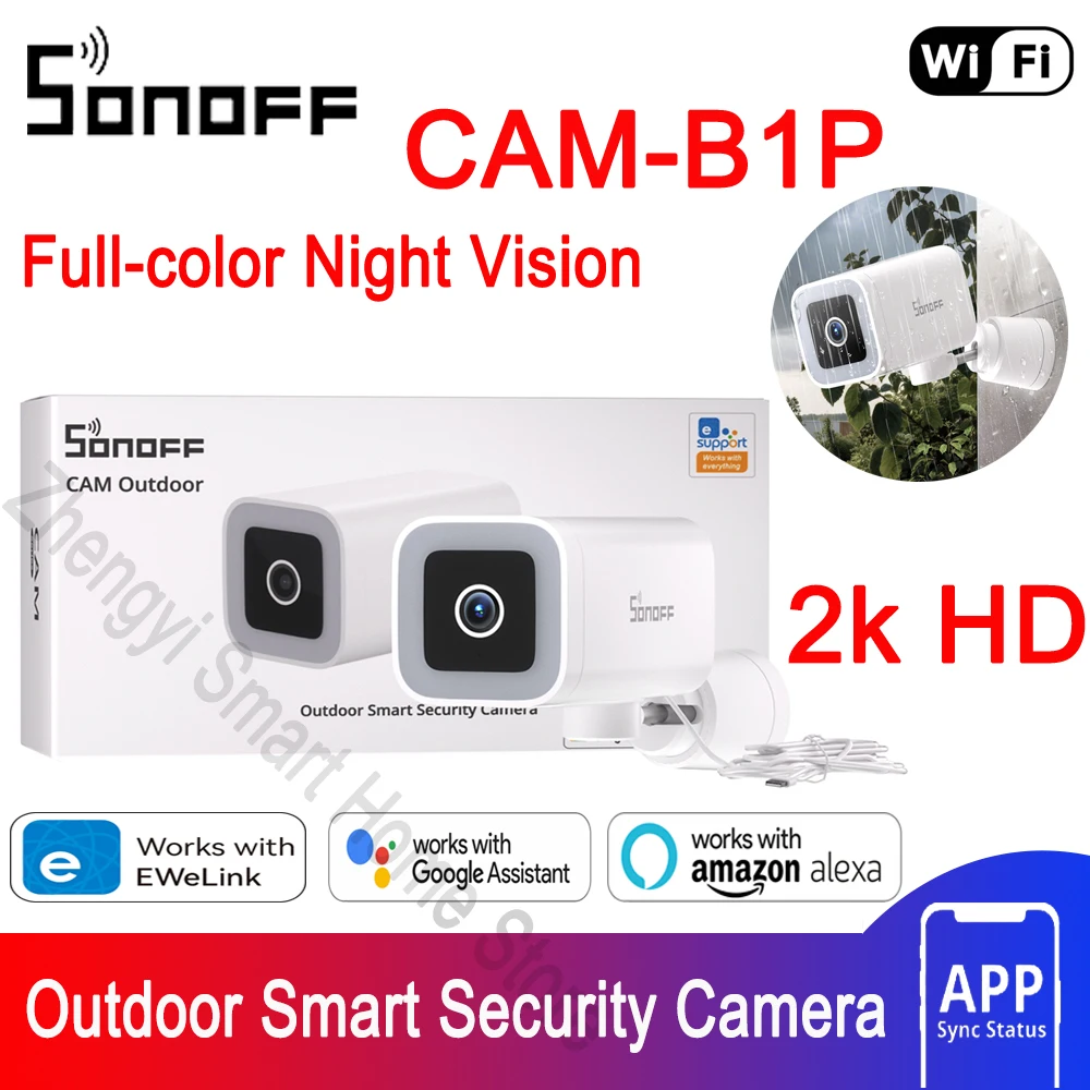 SONOFF CAM-B1P 2K HD Intelligente Überwachungskamera für den Außenbereich mit KI-Menschenerkennung, IP65, wetterfest, 180 °   Schwenksteuerung Alexa Google Home