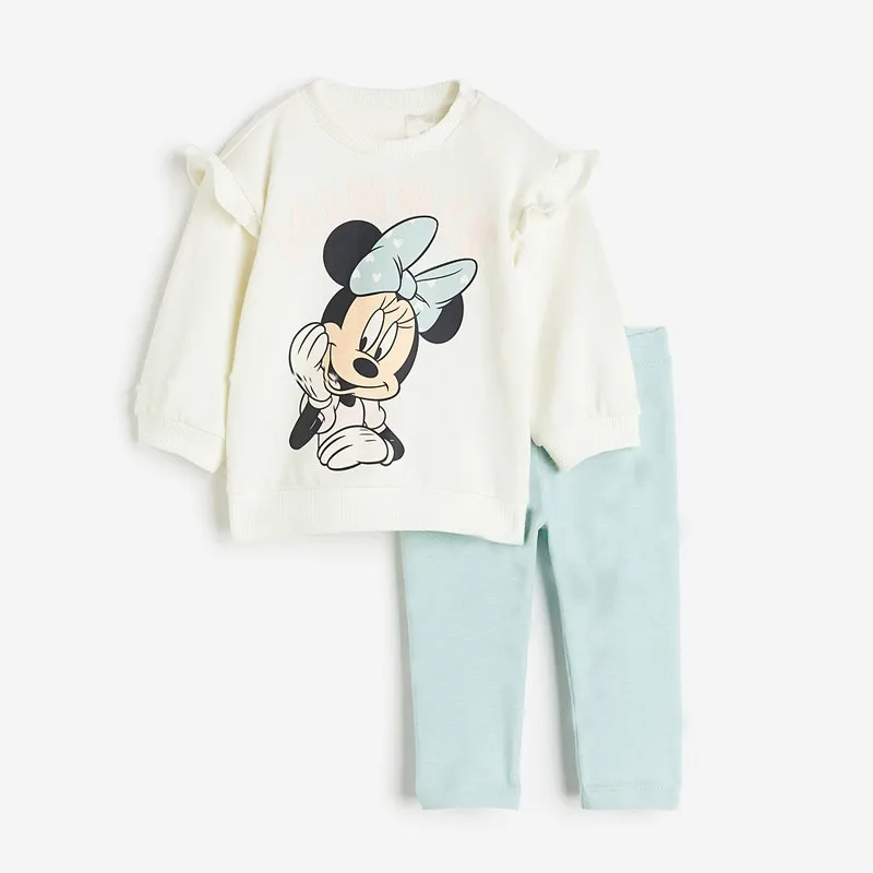 Long Sleeve Outfits Minnie Hoodies Leggings 2 Piece Set Girls Casual Loose Sweatshirt+Pants Toddler New Style Cute Tops Trousers