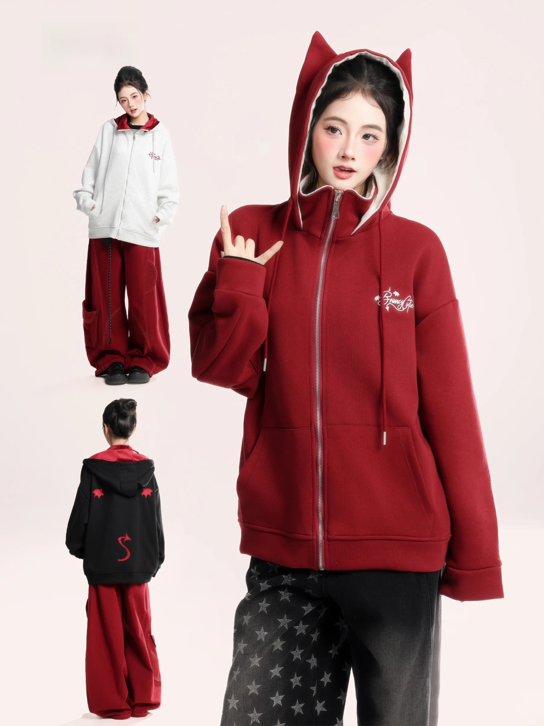 

Американский уличный стиль: демисезонный кардиган с капюшоном, свободный крой, цветные блоки, для женщин, повседневная верхняя одежда для пар, куртка для города