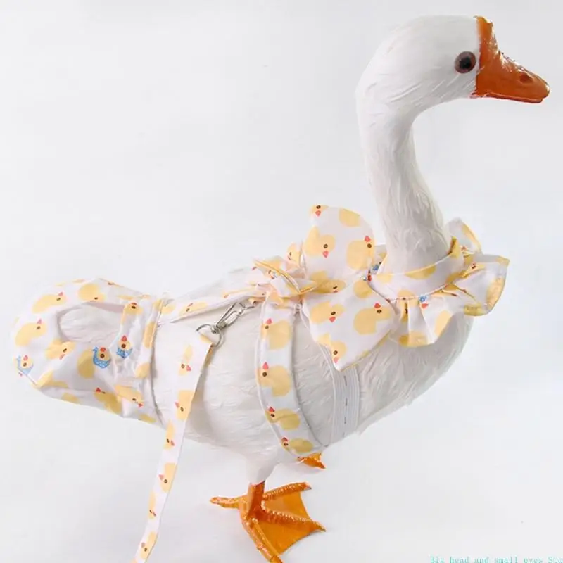 581C 2PCS Pet Waste Containment Harness Washable Adjustment Duck Themed Diaper Leash Set for Small Animals