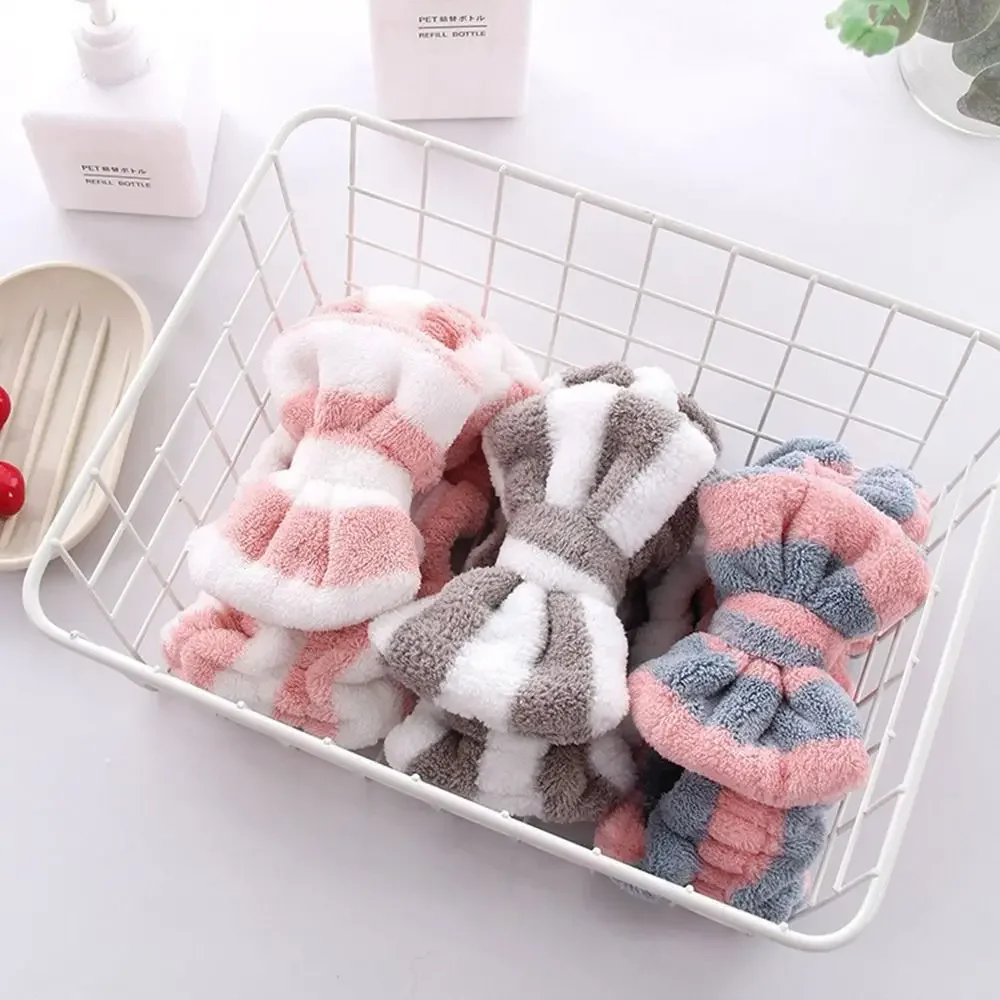 Durable Soft Bow Hair Towel Wrap Microfiber Quick-Drying Shower Cap Absorbent Hair Towels Women