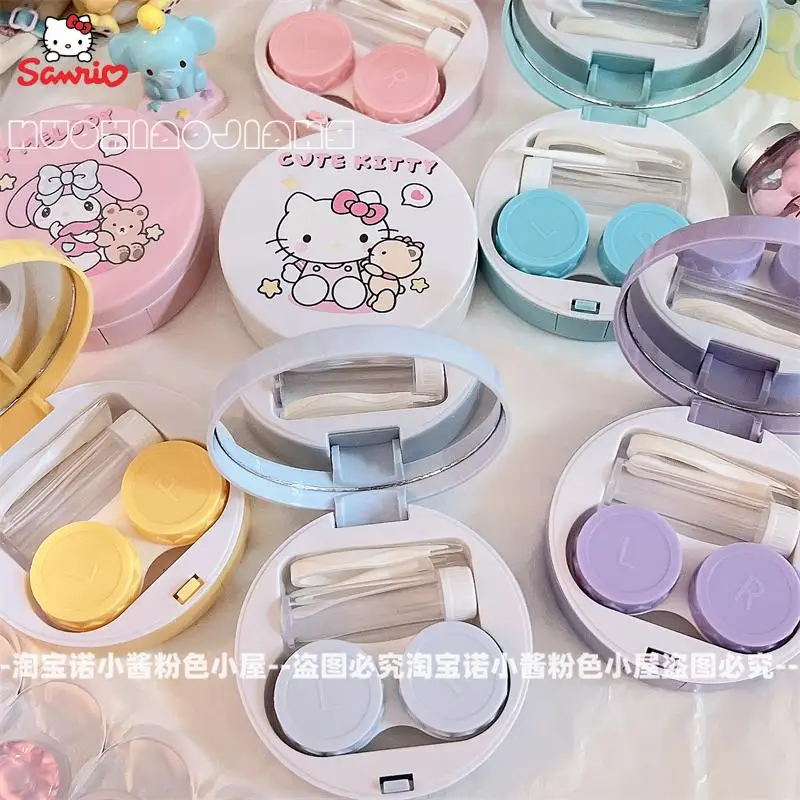 Cartoon Anime Sanrio Accessories Hello Kitty Cinnamoroll Kuromi My Melody Kawaii Cute Contact Lens Case Pupil Organizer Kid Gift