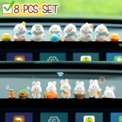 Cute Mini Duck Bunny Car Dashboard Accessories Fun Chicks Car Rearview Mirror Decor Interior Ornaments Fairy Garden Home Gift