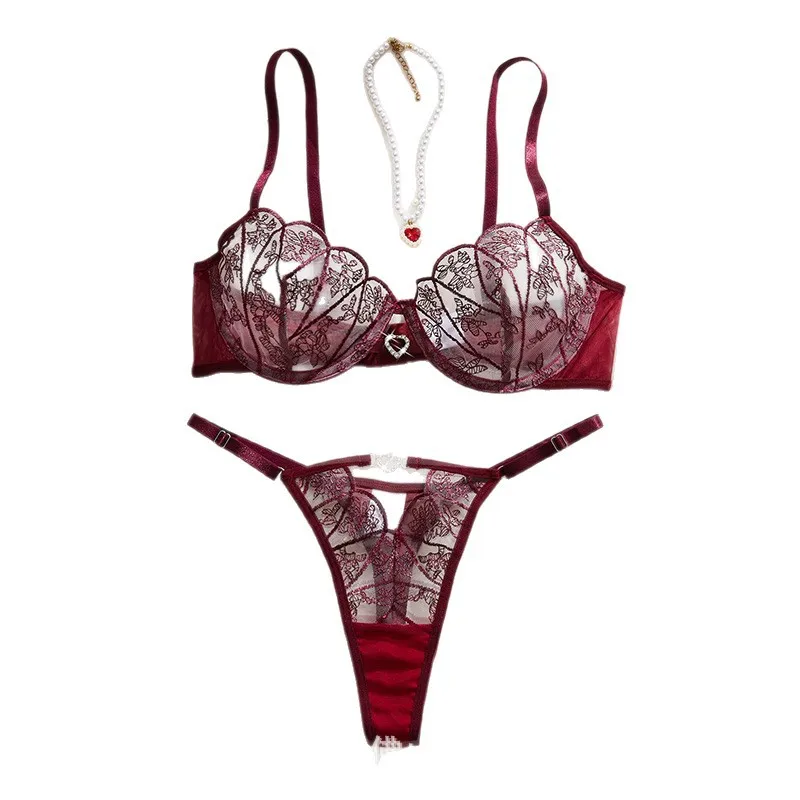 

Сексуальное нижнее белье, костюмы для девушек, красный французский стиль, тонкое красное женское белье, комплект сексуального кружевного белья, комплект бюстгальтера и стрингов