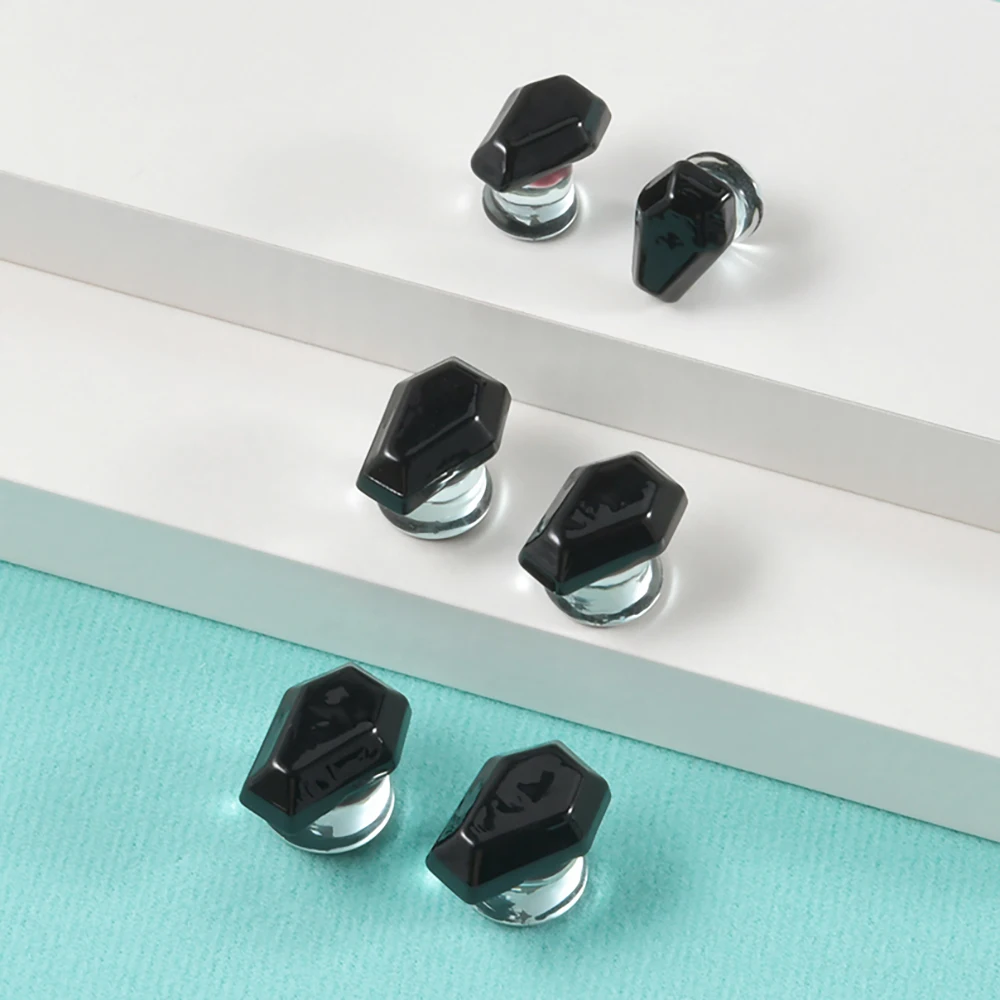 2 قطعة التابوت الأسود والجمجمة متوهج الأذن الأنفاق المقابس قوس قزح جولة المتوسع نقالات الأذن مقاييس ثقب مجوهرات للجسم