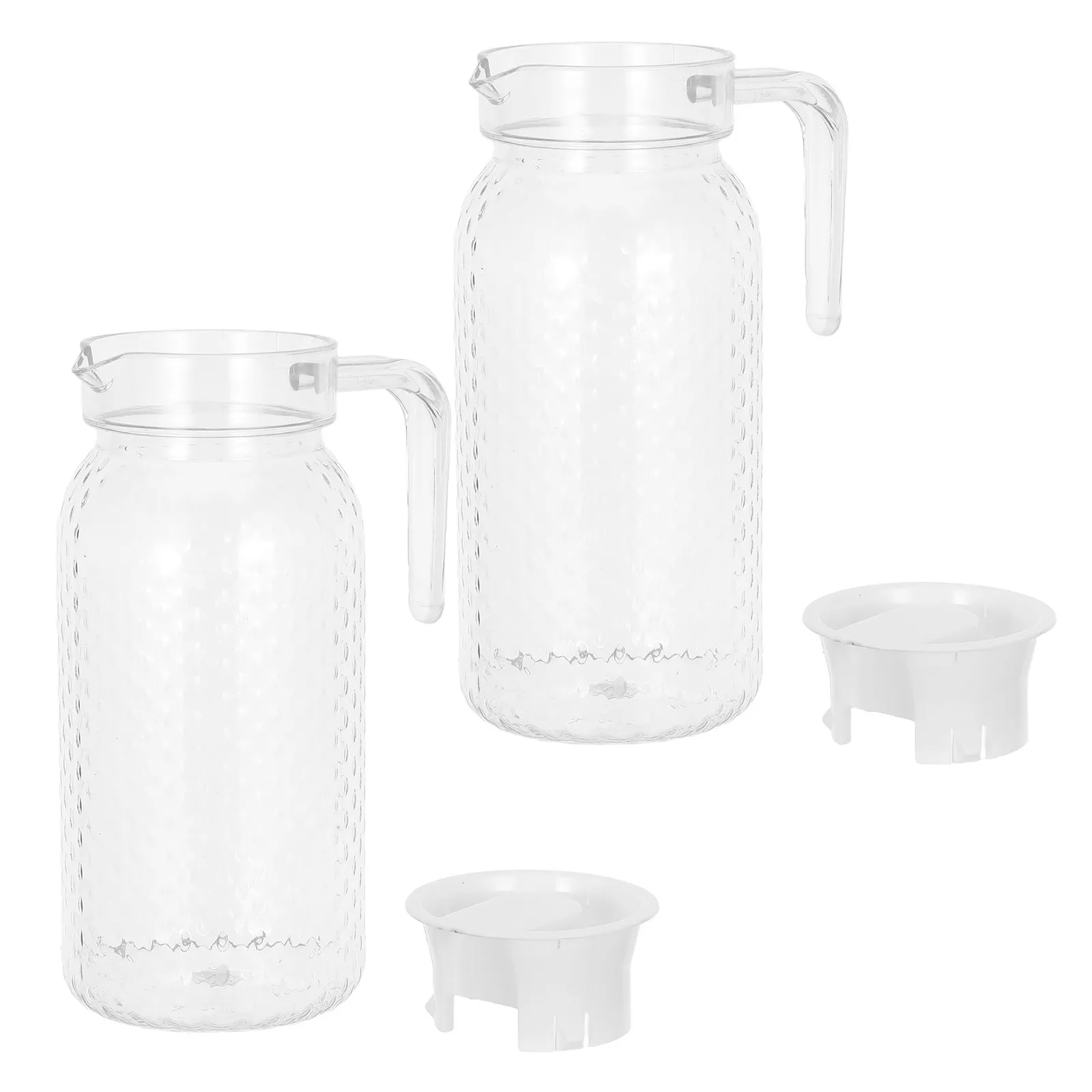 Clear Plastic Water Pitcher 1000ml 2 Pack Leakproof Lid Shatter Resistant Jug for Iced Tea Fridge Camping