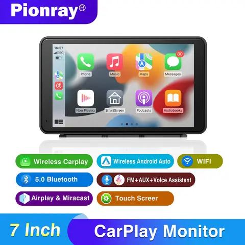 안드로이드오토，카플레이 안드로이드 오토 차량용품 아이디어상품 안드로이드오토 카플레이 차량용품 Pionray 휴대용 CarPlay 7'' 자동차 스테레오, 무선 안드로이드 자동/미러 링크/AUX 연결/FM/GPS가 포함된 스마트 터치스크린