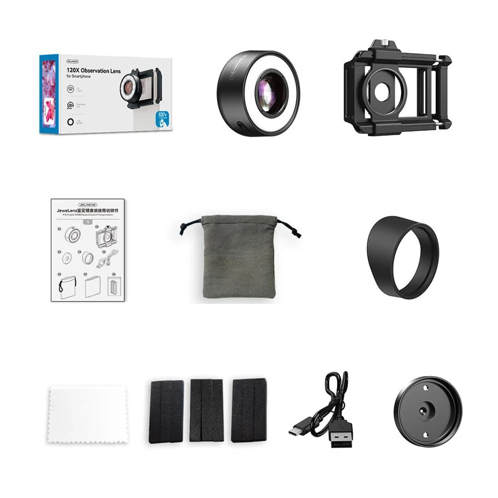 Phone Microscope Lens with 120X Magnification and Built in LED Suitable for iPhone and For Android Smartphones