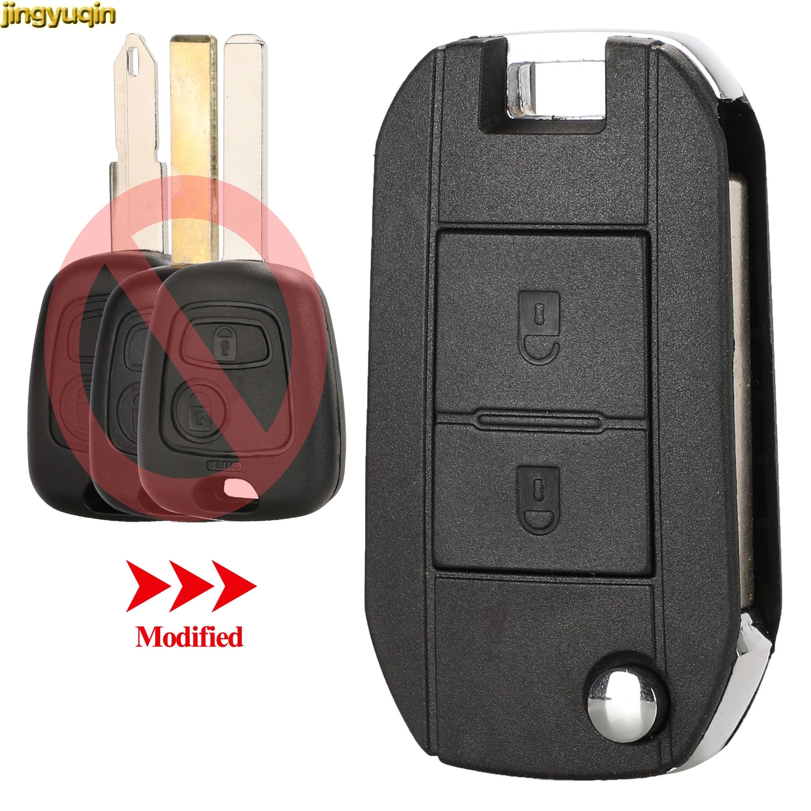 

Jingyuqin Flip Car Key Shell VA2 HU83 NE73 Modified For Peugeot 207 307 507 607 Citroen C1 C2 C3 Pluriel C4 C5 C8 Xsara Picasso