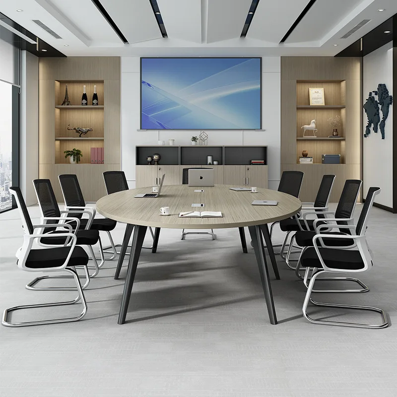 Mesa de conferencia ovalada, mueble comercial, Simple, moderno, para entrenamiento y recepción