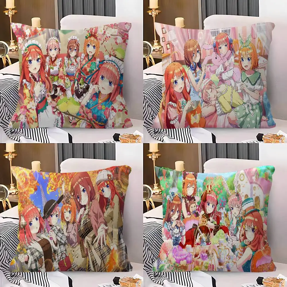 Japanese The Quintessential Quintuplets Pillow Covers Cartoon Decorative Home Double-sided Printing Short Plush Cushion Cover
