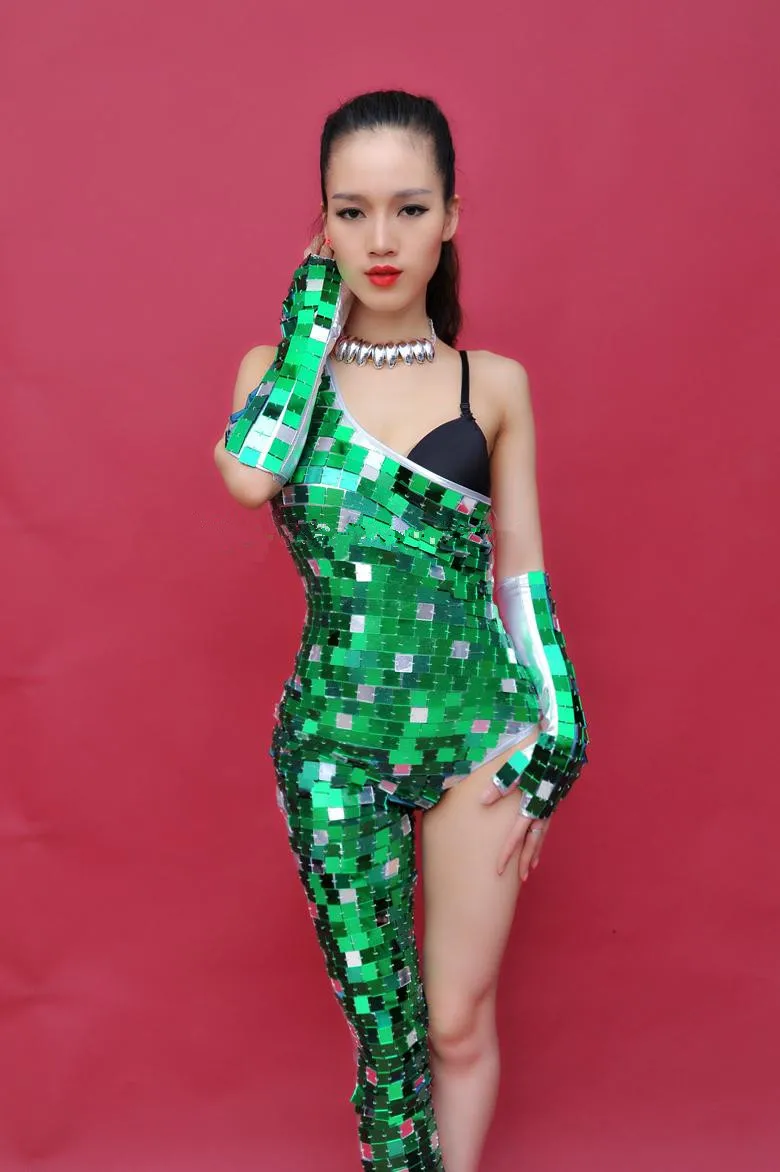 Gương Bodysuit Cao Cấp Diễn Sân Khấu Vũ Trang Phục Gợi Cảm Hộp Đêm Ca Sĩ Vũ Công Thanh Đảng Jumpsuit