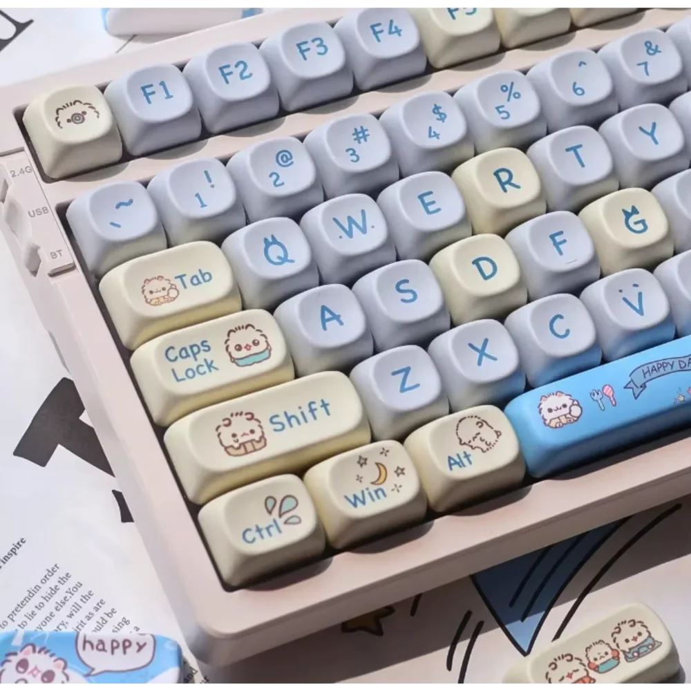 

Cute Meow Keycap Set PBT MOA 144 Keys Large Set for 60/84/98/108 Mechanical Keyboards