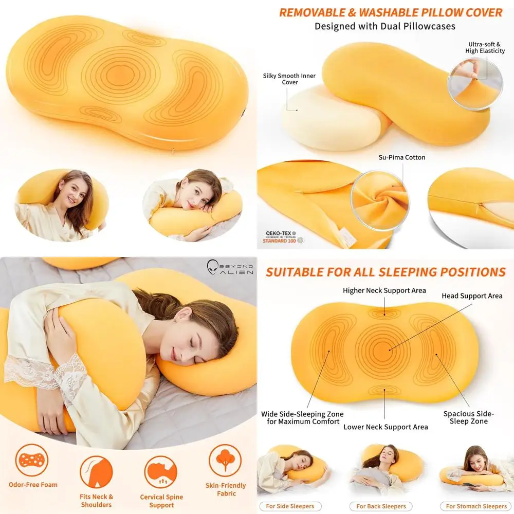 

Side Sleeper's Ergonomic Memory Foam Pillow - 28x16 Neck Support for Pain Relief & Comfort
