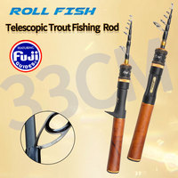 ROLLFISH Telescopic Portable Ultralight (UL) Travel Carbon Fiber Trout Fishing Rod with Fuji Guides - Spinning/Casting Rod