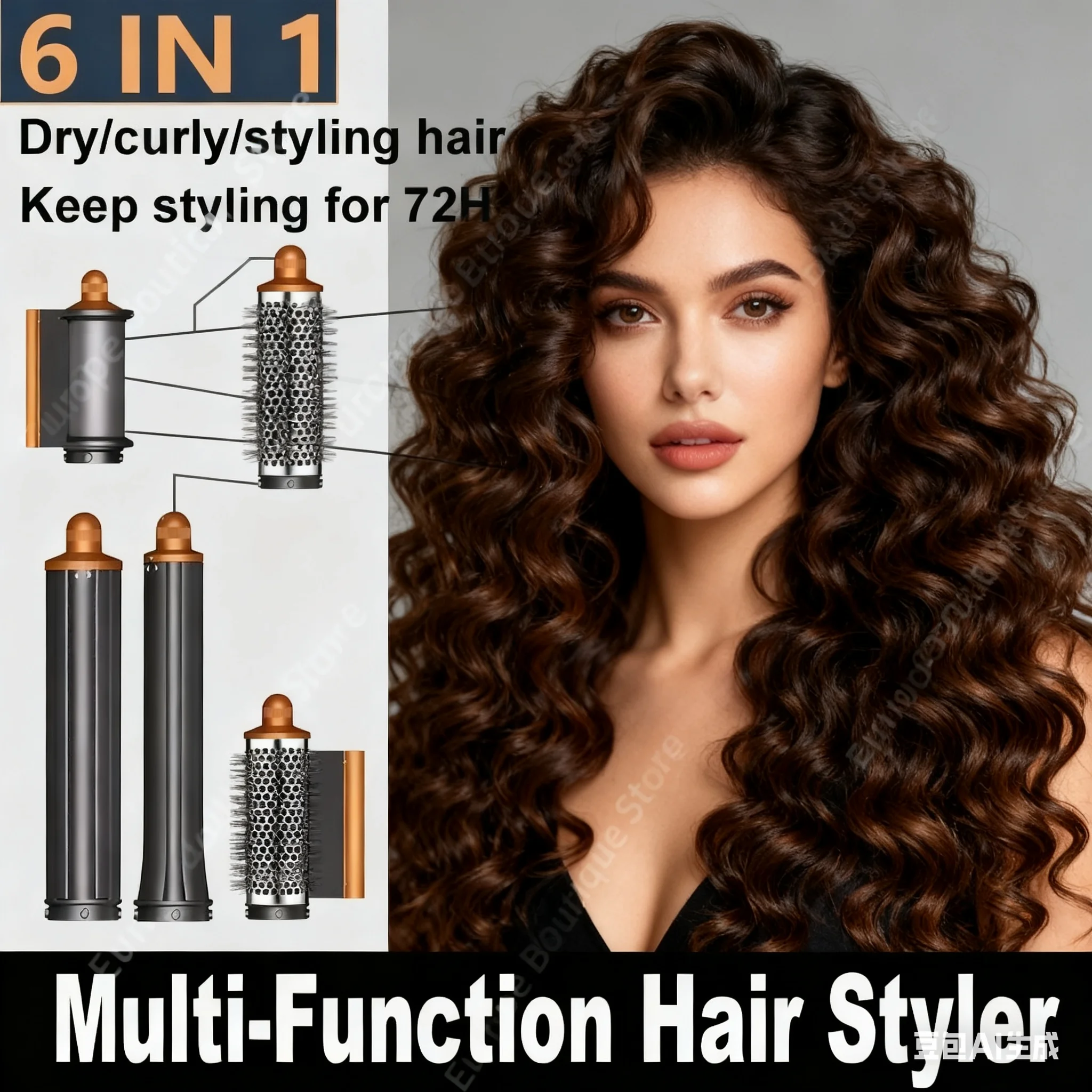 

Professional 6 In 1 Hair Dryer Hot Comb Set Curling Iron Hair Straightener Styling Tool Super Air Warp 1300W Powerful Wind