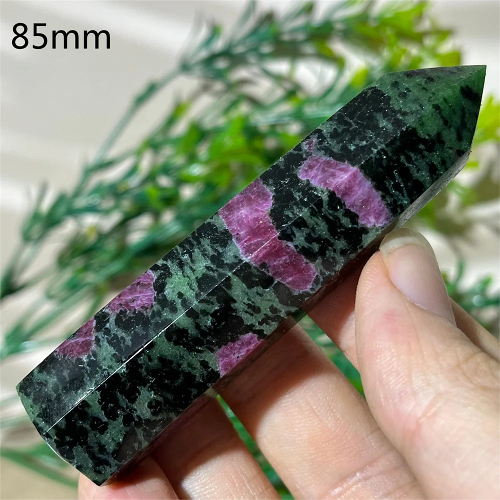 Crystal Natural Red Green Ruby With Tower Point Wand Healing Gemstones Polishing Witchcraft Geode Minerals Home Decoration