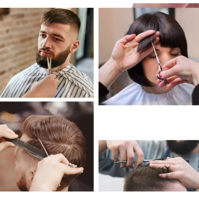 6-Zoll-Friseurscheren-Set Haarschneidescheren Friseurzubehör Professioneller Stielkamm Umhang-Set – Detail 6