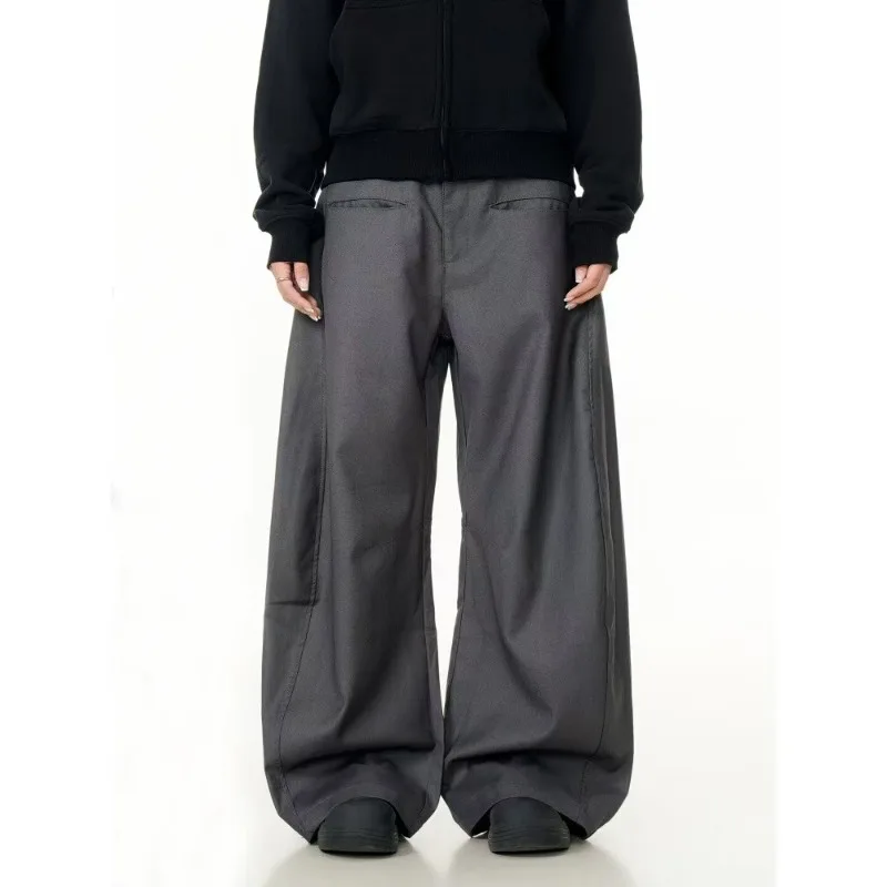 New Autumn Men's Suit Pants Solid Color Casual Curved Knife Trousers Wide Leg All-match Loose Male Bottom Simple