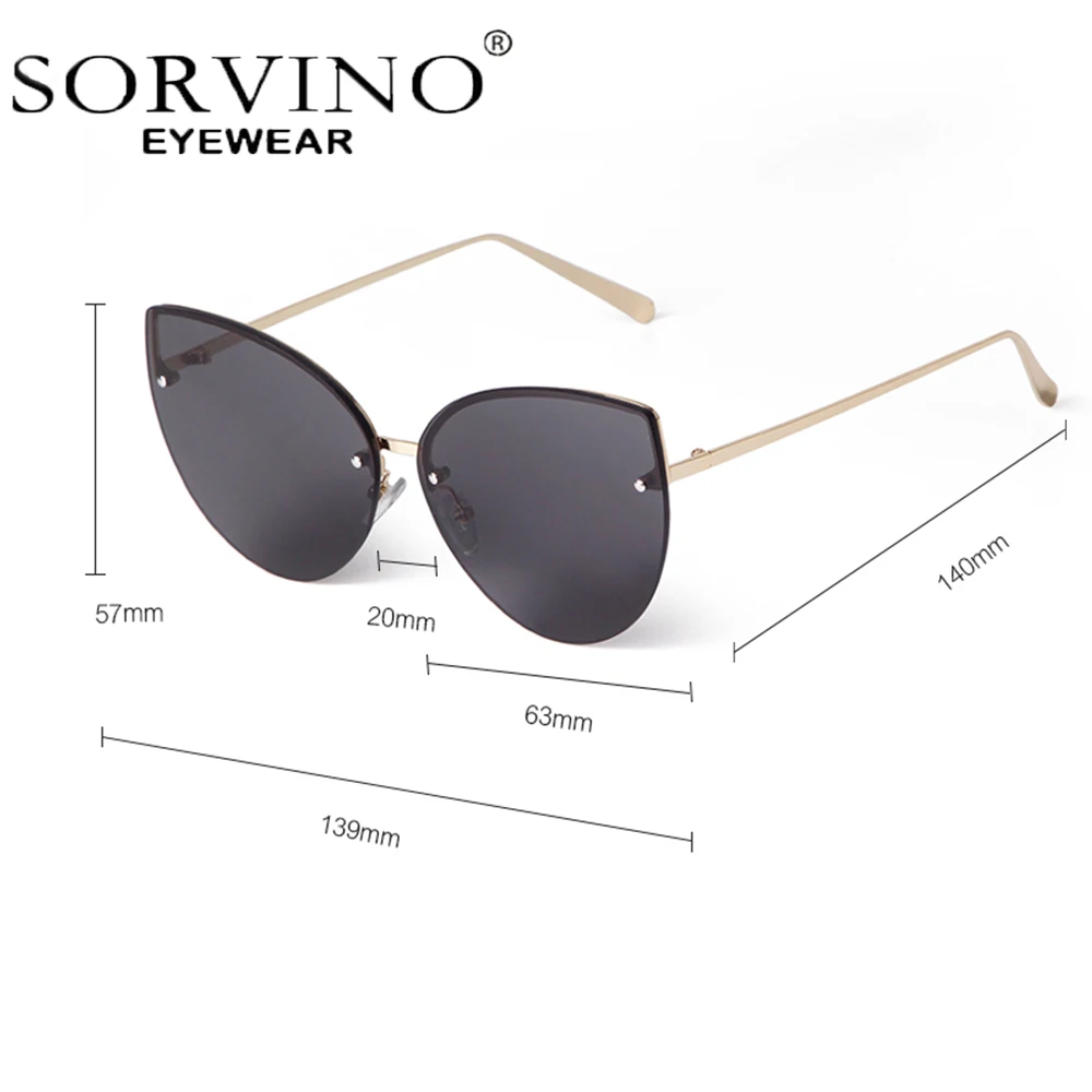 SORVINO Newest Butterfly Frame Fashionable Sunglasses for Women Men Frameless Retro Cat Eyes Anti-blue Eyewear Sun Glasses