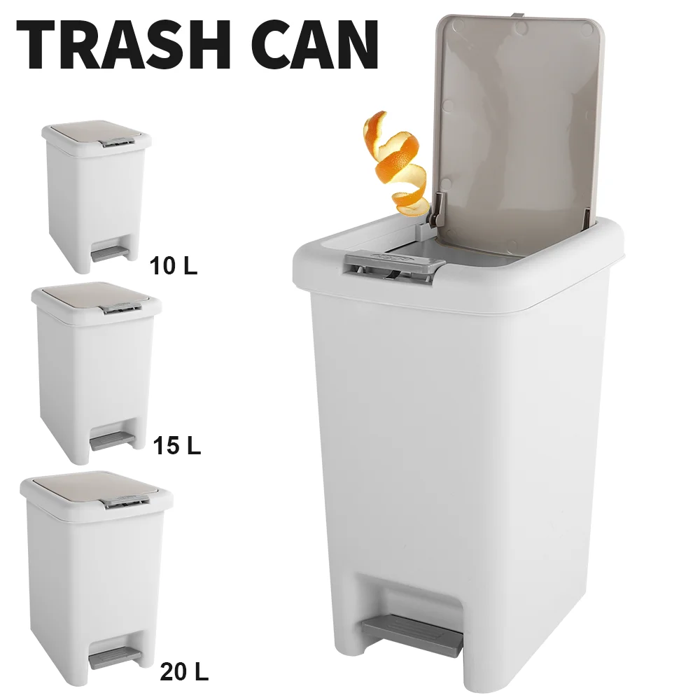 10L 15L 20L Trash Can garbage bin Garbage Can with Press Top Lid Kitchen Pedal Trash Can Garbage Storage Box Kitchen Accessories