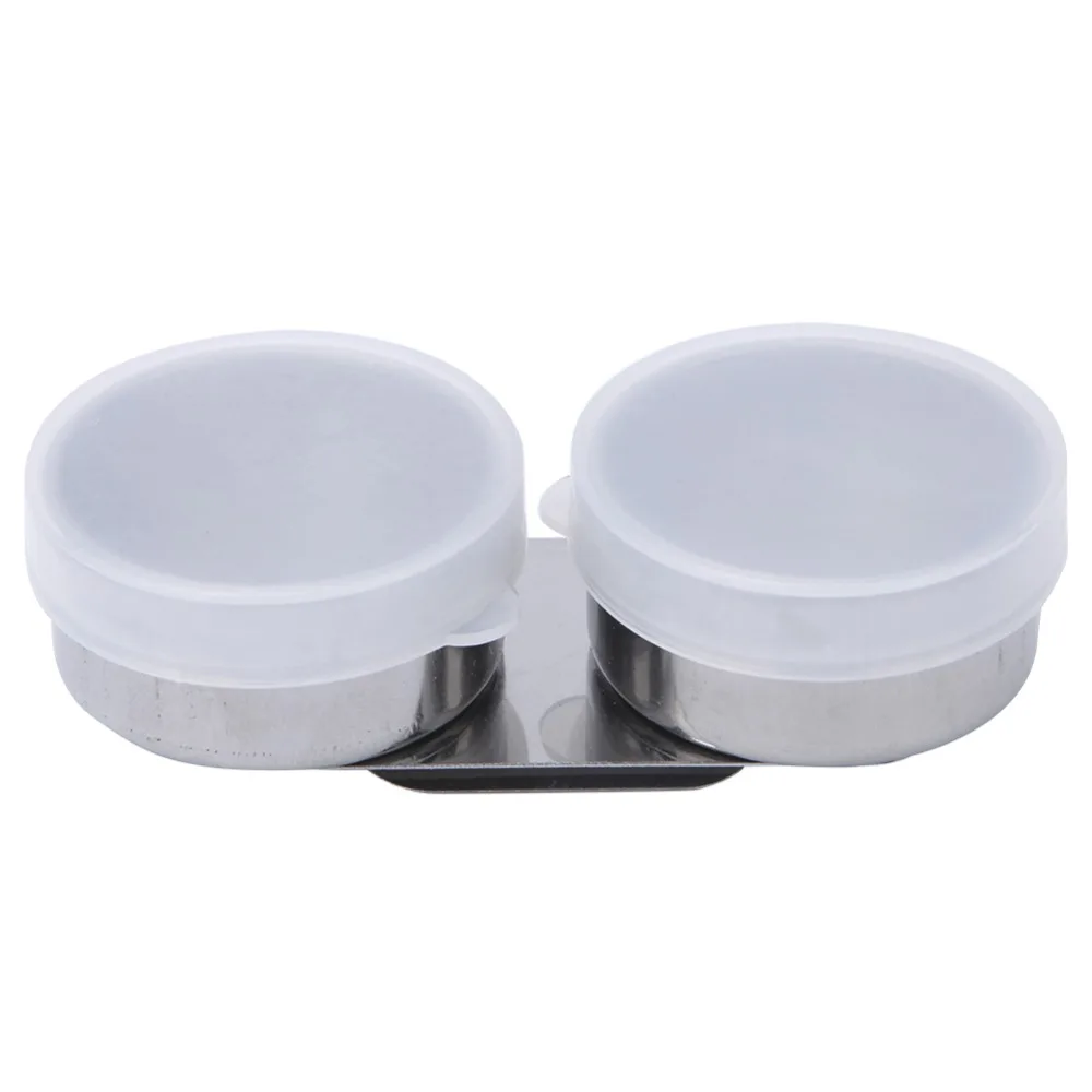 Metal Oil Painting Pot Lidded Drum Shaped Double Chamber Oil Kettle Double Hole Silver Painting Medium Cup Art Studio Use