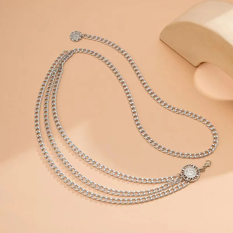 Boho Sexy Frauen Mode Gürtel Hüfte Hohe Taille Gold Silber Farbe Schmale Metall Körper Kette Chunky Fransen Neue – Detail 10