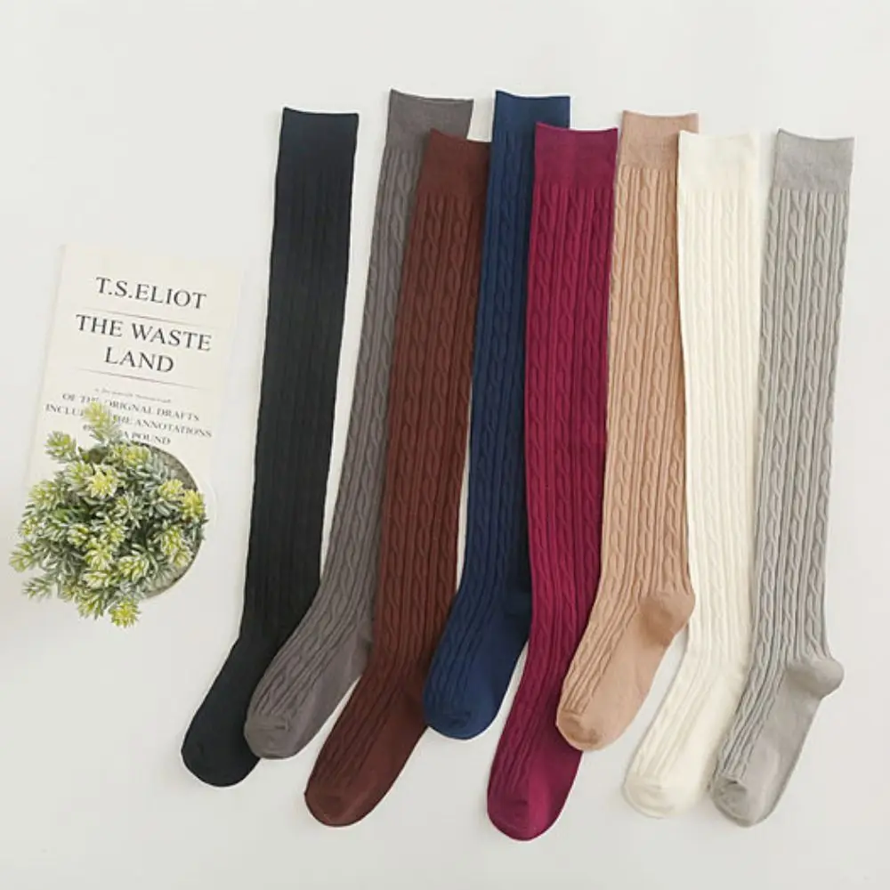 

Fashion Japanese Knee High Socks Solid Color Thickened Long Stockings Soft Warm Long Tube Socks Autumn Winter Season for Women