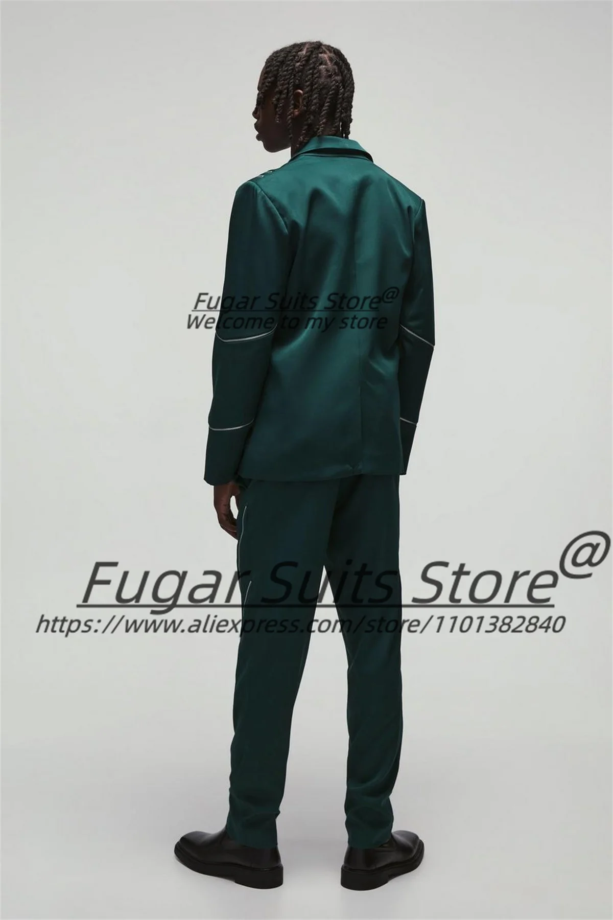 American style Green Fashion Men Suits Slim Fit Notched Lapel Groom Wedding Tuxedos 2Pieces Sets Casual Male Blazers Ropa Hombre