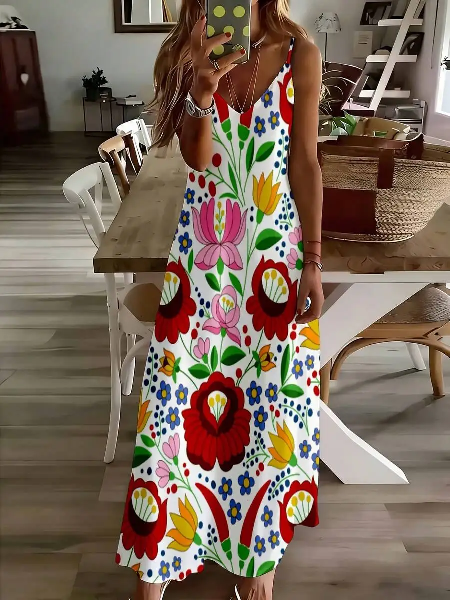 

Floral Print Sleeveless Maxi Dress Women Summer Casual Boho Dress