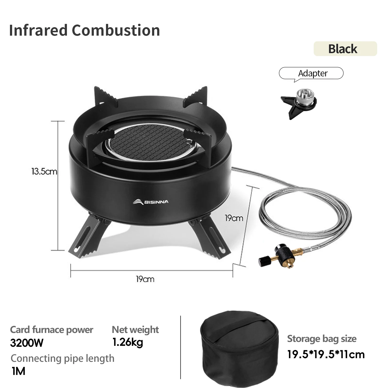 BISINNA Outdoor Camping Gasfornuis 3200W Krachtige Infraroodbrander Draagbare Lichtgewicht Split Type Gasbrander Picknick Wandelen
