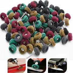 50Pcs Mini Drill Abrasive Brush for Dremel Rotary Hand Tool 3mm Shank Fibers Buffing Polishing Wheel Rust Remover Accessories