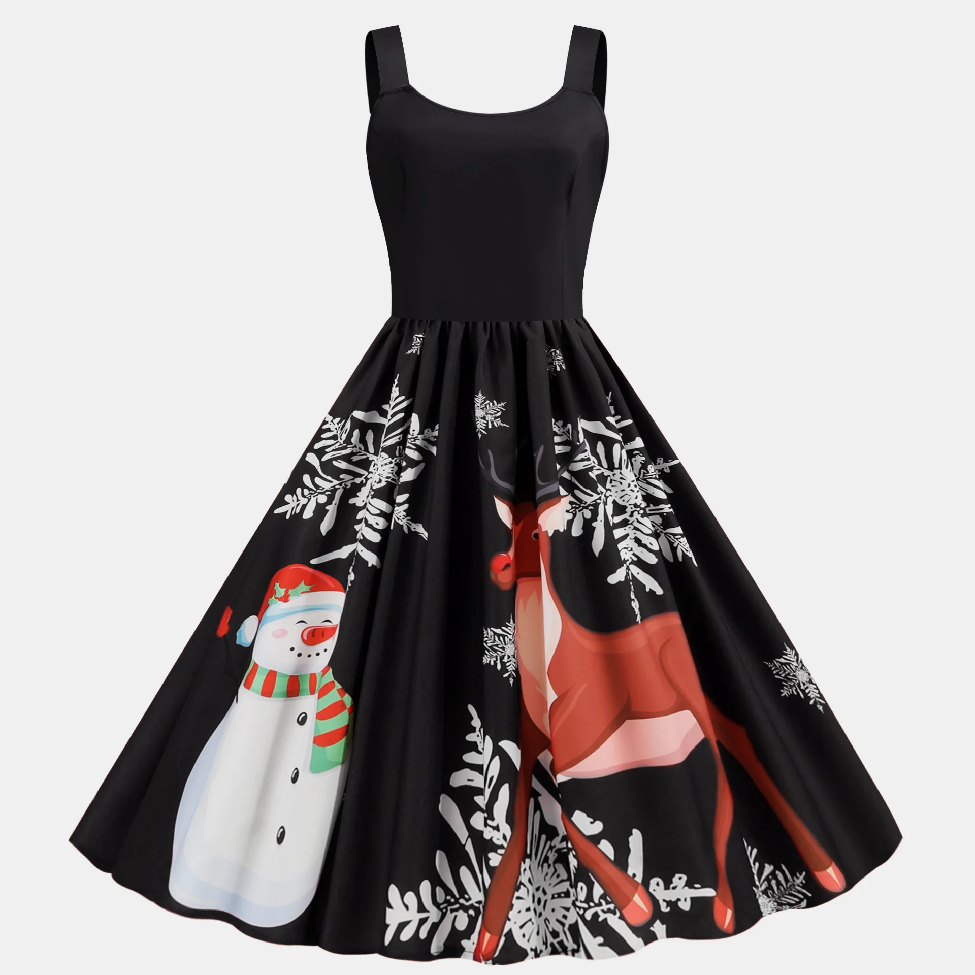 Christmas Dresses for Women Vintage Hepburn Style Vintage Swing Skirt for Outdoor Daily Outfit