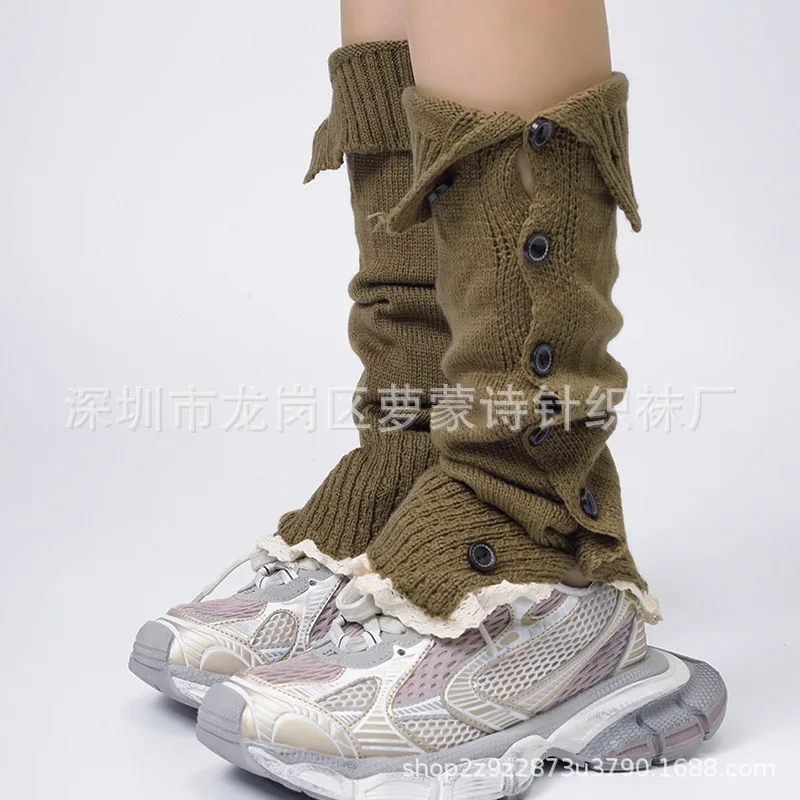 여성용 레트로 버건디 레그 워머 양말, 로리타 코스프레 의상 액세서리, 소녀 레이스 루즈 스타킹, 메이드 레그 슬리브, 2024