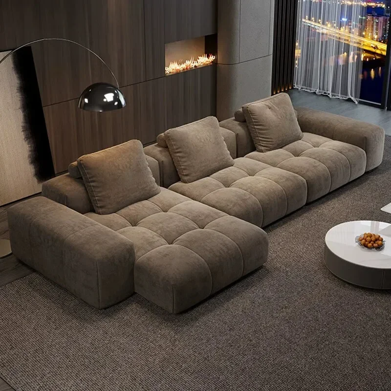 Minimal pixel sofa household living room small apartment modern simple straight row module fabric sofa