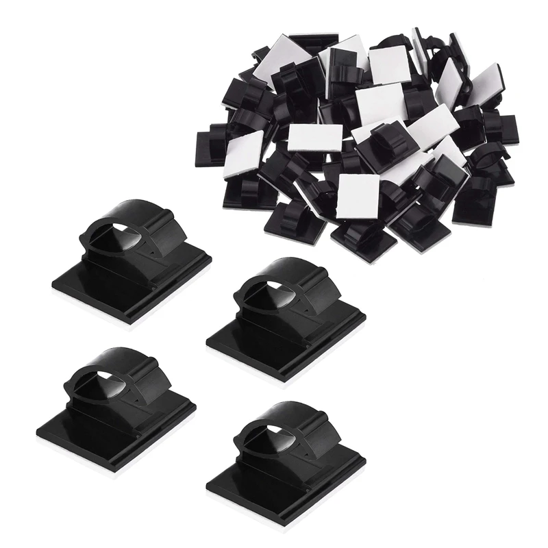 70 Pcs Self Adhesive Cable Clamp Plastic Rectangular Cable Clips Cable Tie, 50 Pcs 90 X 18Cm & 20 Pcs 14 X 19Mm