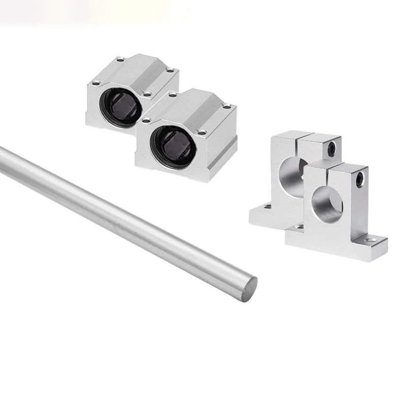Linear Optical Axis Rail Shaft OD8/10/12/6/16mm 300-800mm+SCS8/10/12/6/16UU Linear Bearing Blocks+SK8/10/12/6/16 Bearing Support