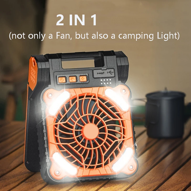 Solar Power Fan LED Light,5200mAh Rechargeable Battery 4 Speeds Powerful Wind 90° Folding Portable Outdoor Camping USB Desk Fans