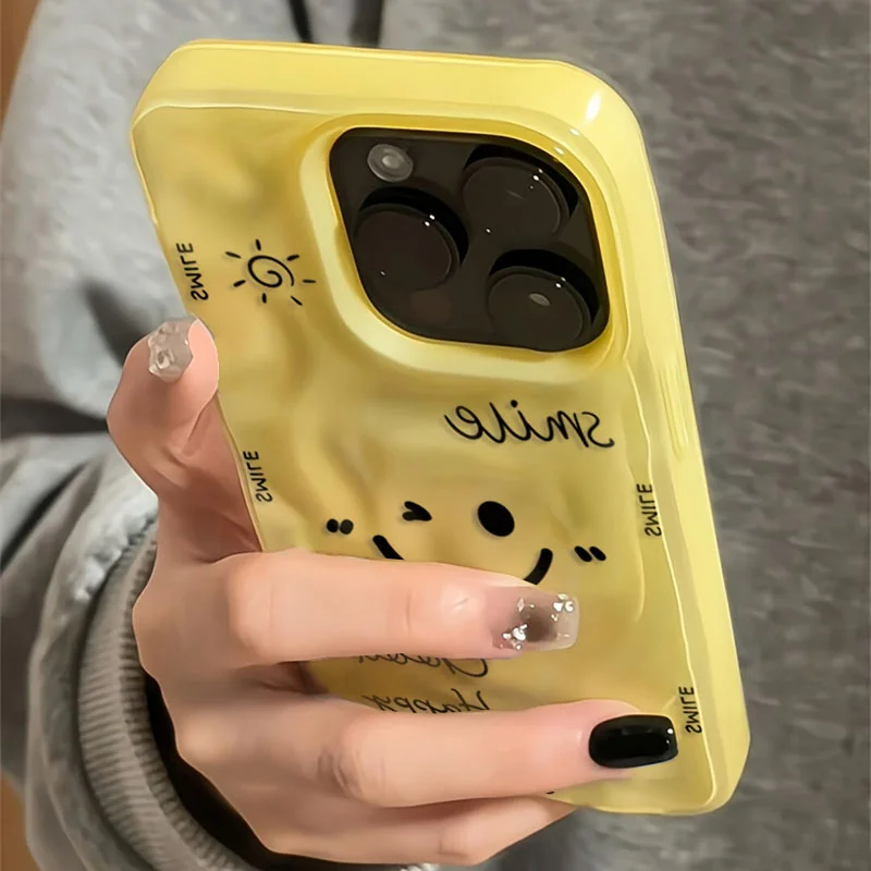 Coque de téléphone antichoc avec sourire en colère, dessin animé drôle, pour iPhone 16 15 14 Plus 13 12 11 17 Pro Max 16e, Texture pliable, couverture souple