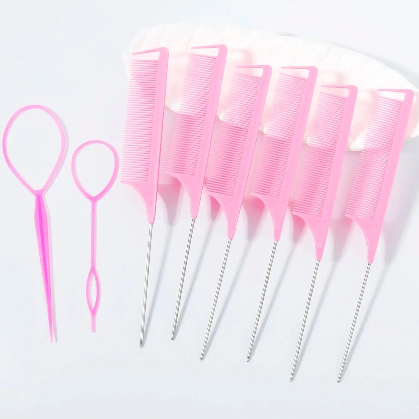 スケール付き尖った尾ヘアコームプラスチックヘアループヘア三つ編みポニーテールブラシヘアスタイリングツールヘアコーム用ヘアアクセサリー