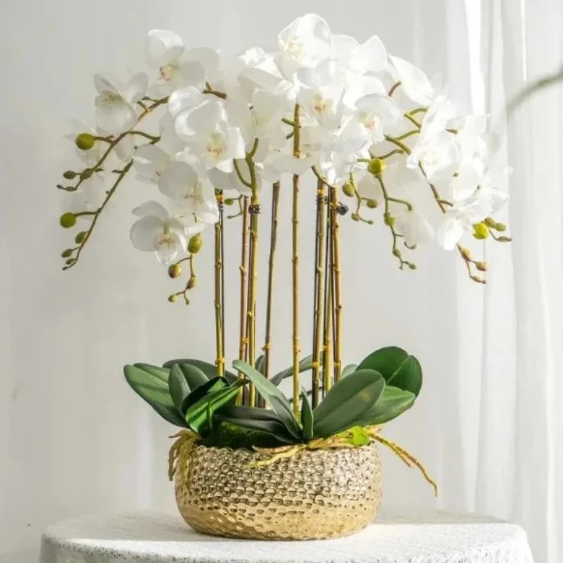 High End Realistic Simulated Phalaenopsis Orchid Potted Flower Arrangement Decoration
