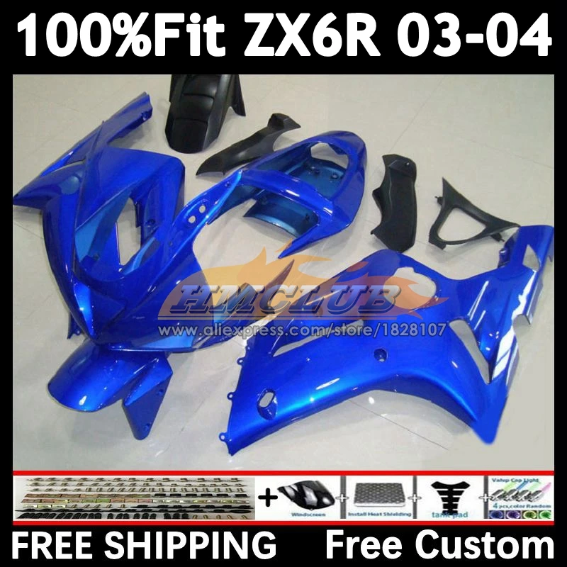 Injection Body For KAWASAKI NINJA ZX600 ZX636 ZX-6R 2003 2004 155No.101 metal blue ZX 636 6R ZX-636 ZX-600 ZX6R 03 04 Fairings