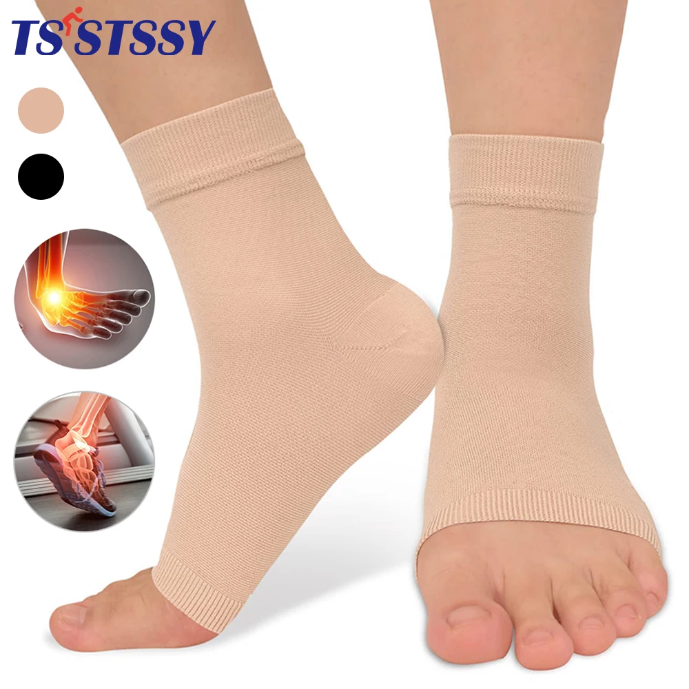 1Pair Ankle Brace Compression Support Sleeves Ankle Socks for Plantar Fasciitis, Foot & Ankle Swelling, Achilles Tendon Support