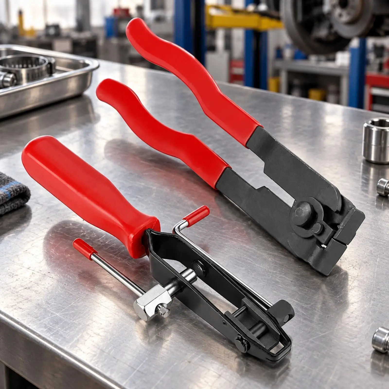 2PCS Clamp Pliers Tool Steel Rotating Head Hose Gripper Pliers for Car Engine Bay Undercarriage Clamp Removal