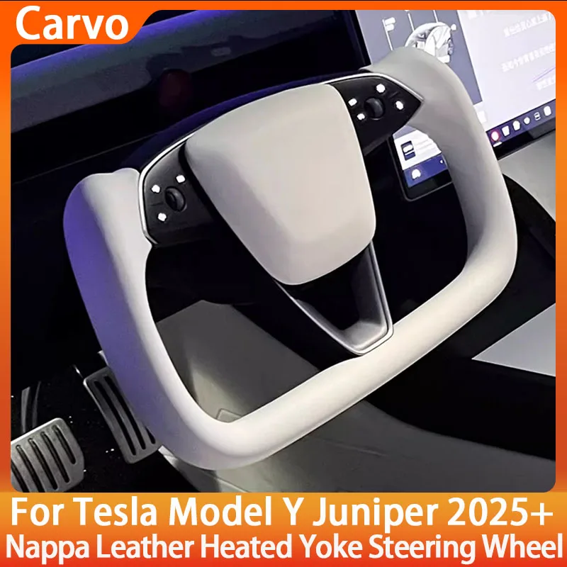 

or Tesla Model Y Juniper 2025+ 350/377mm Yoke Handle Steering Wheel With Heating Alcantara Leather Steering Wheel Accessories