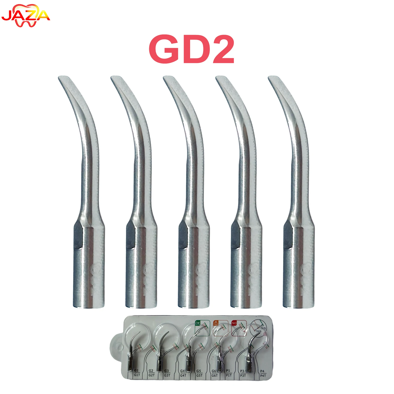 5Pcs GD2 Ultrasonic Scaler Tip Fit EMS Woodpecker Dental Moderate Supragingival Subgingival Scaling Posterior Teeth Cleaning
