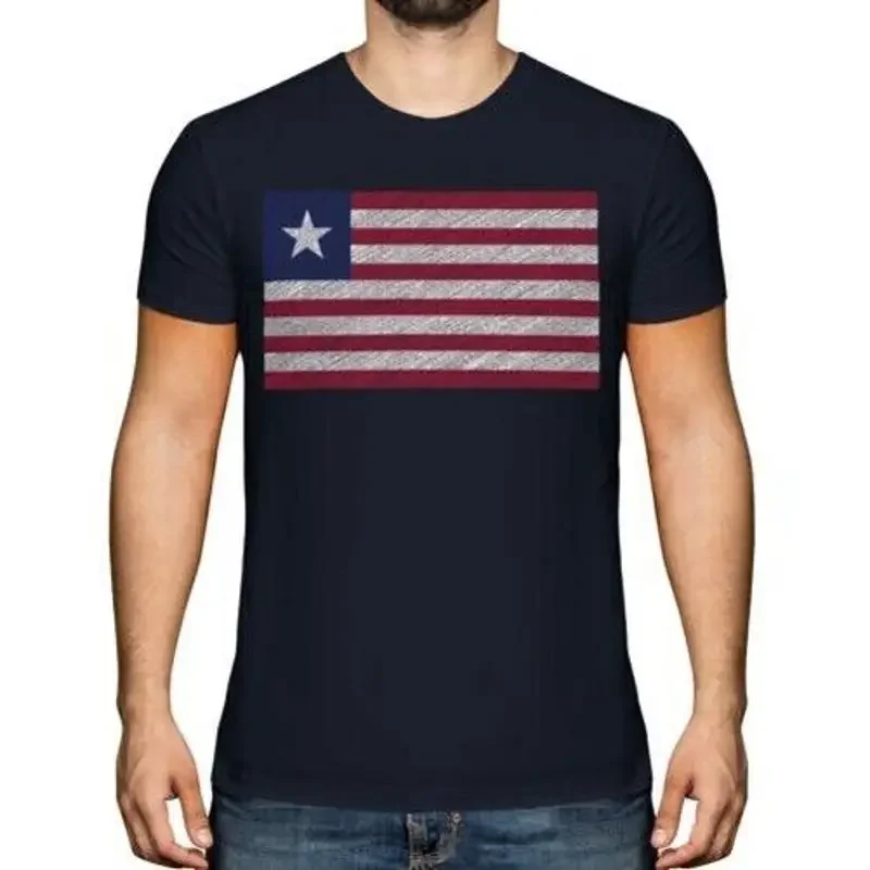 Liberia Scribble Flagge Herren T-Shirt Geschenk Liberianische Fußball