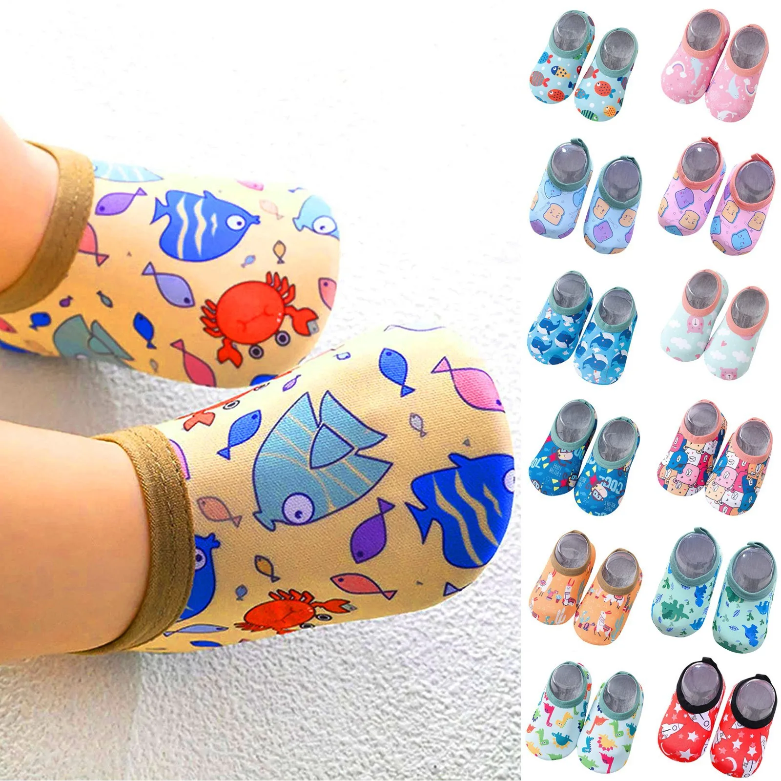Children Swimming Surf Sports Sneakers Four Season Anti-slip Aqua Swim Floor Socks Baby Kids Cartoon Pool Beach Water Shoes