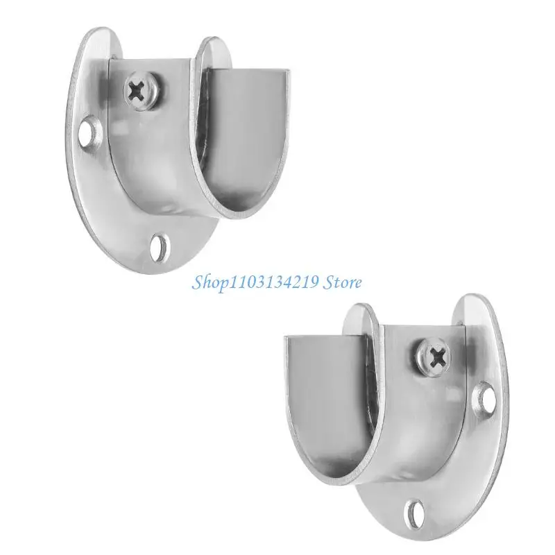 N5KC 2pcs Steel Curtain Rod Supports Rod Brackets Simple Installation for Closet Use