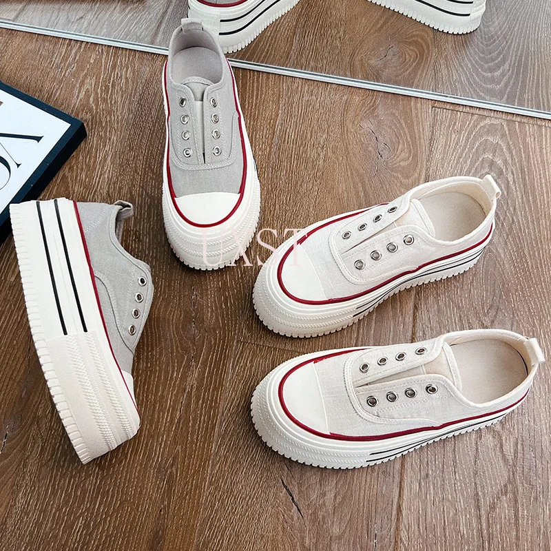 

Women's Shoes Thick Soled Height Increasing Sponge Cake Shoes Casual Single Shoe Versatile Dopamine White Shoe